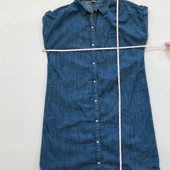 Old Navy Denim Short Sleeve Button Down Collared Shirt Dress, Medium Wash, S - Picture 9 of 11